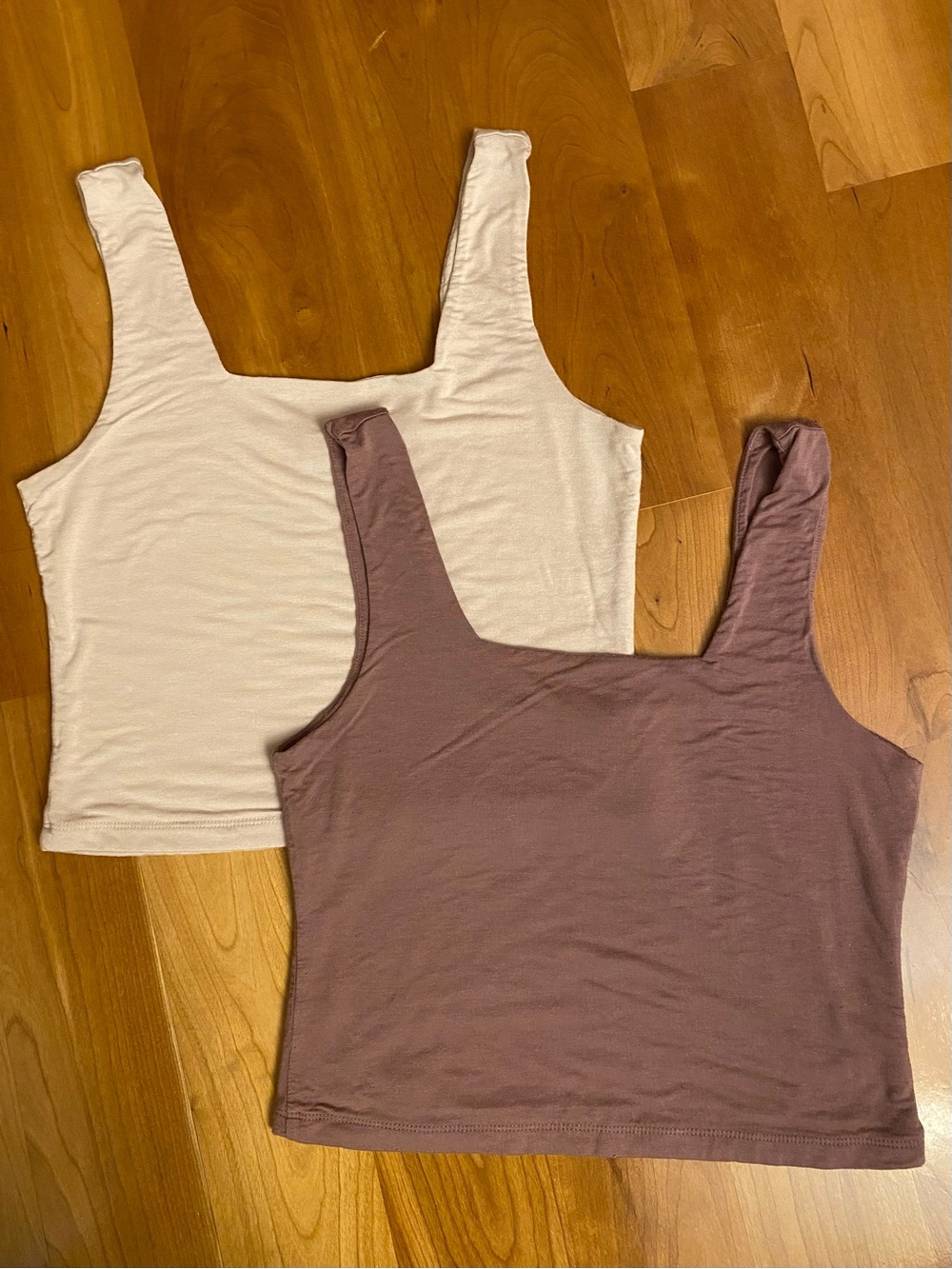 Originality Light Beige & Light Mauve Crop Tank Tops